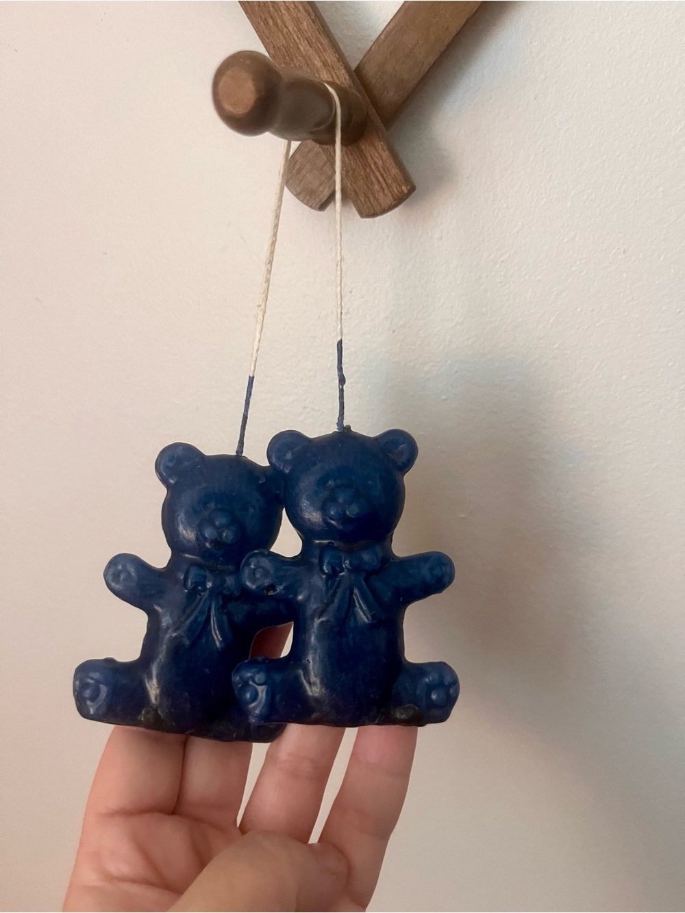 Vintage Double Bear Hanging Candle Ornament - Deep Navy Blue